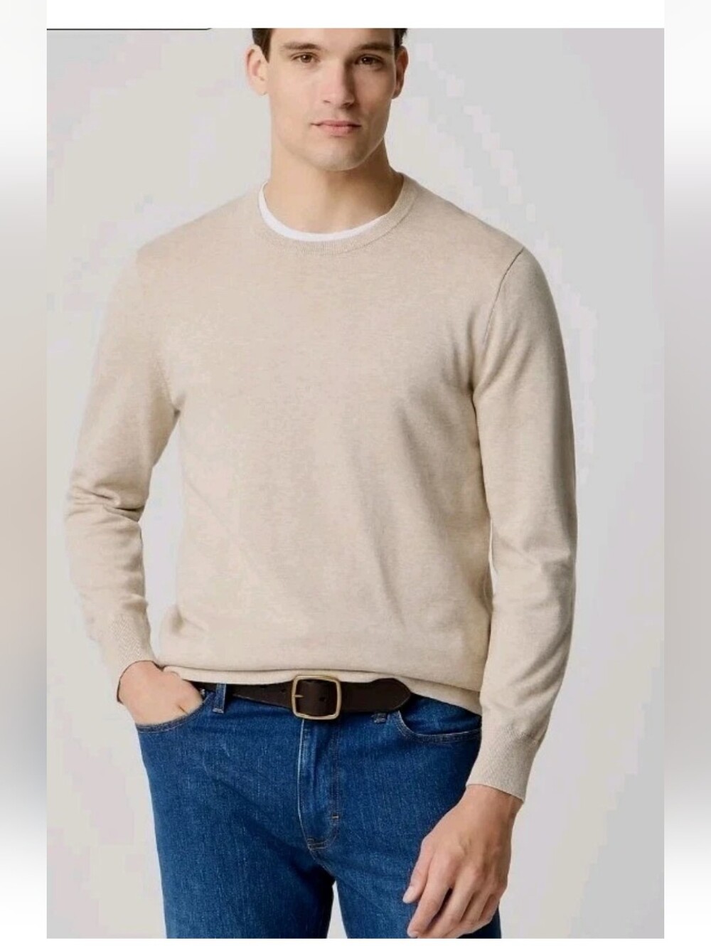 J Crew  100% Cotton Crewneck Sweater Waffle-knit Heather Stone  Nwt Sealed